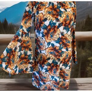 Rolla Coster Floral‎ Flutter Bell Sleeve Dress Women Size Med Flowy Lightweight